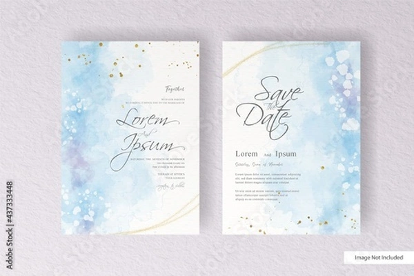 Fototapeta Colorful watercolor wedding invitation splash with abstract dynamic fluid