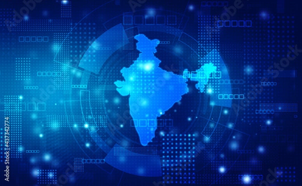 Obraz Digital India internet technology, India Map on technology abstract background