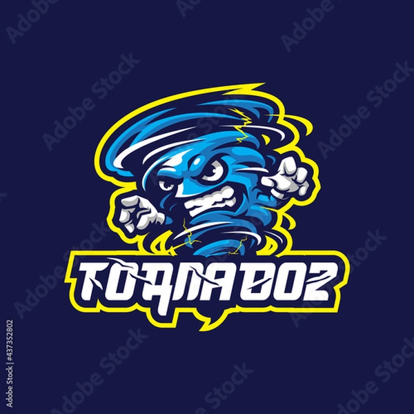 Fototapeta Tornado mascot logo design vector with modern illustration concept style for badge, emblem and t shirt printing. Angry tornado illustration for sport team.