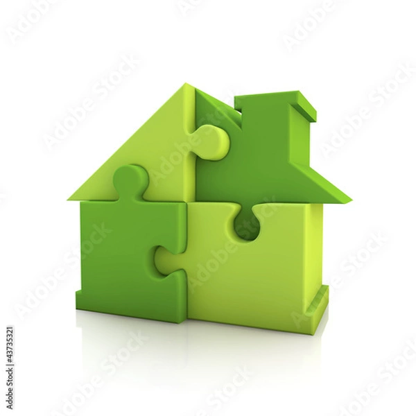 Obraz Puzzle house green