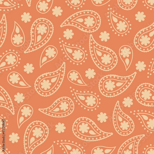 Obraz paisley silhouettes on a peach background. seamless pattern
