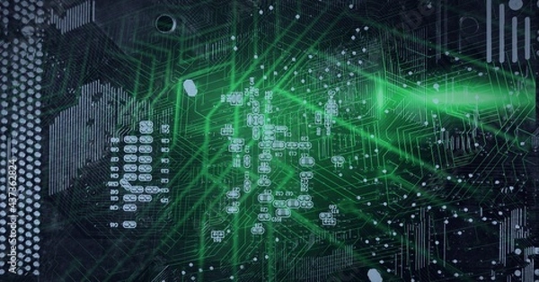 Obraz Composition of computer processor with network of connections and circuit board