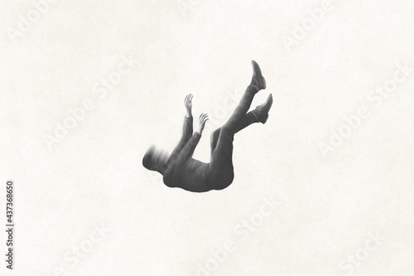 Obraz illustration of man falling from the sky, minimal concept