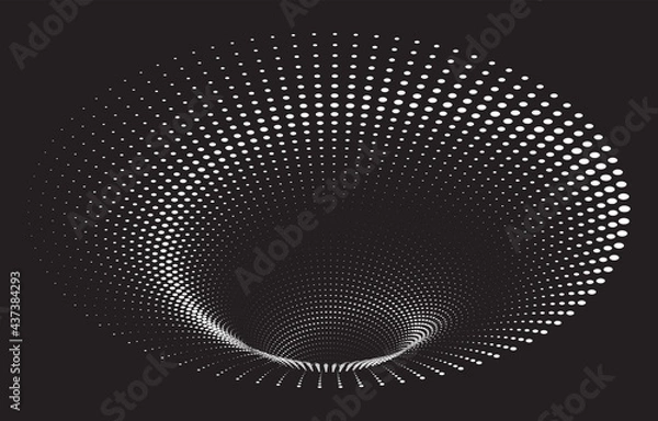 Fototapeta Tunnel or wormhole. Digital wireframe tunnel. 3D tunnel grid. Abstract Background