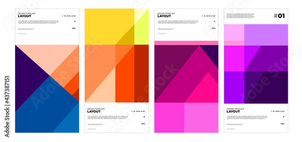 Fototapeta Colorful abstract geometric bauhaus and ethnic poster design template