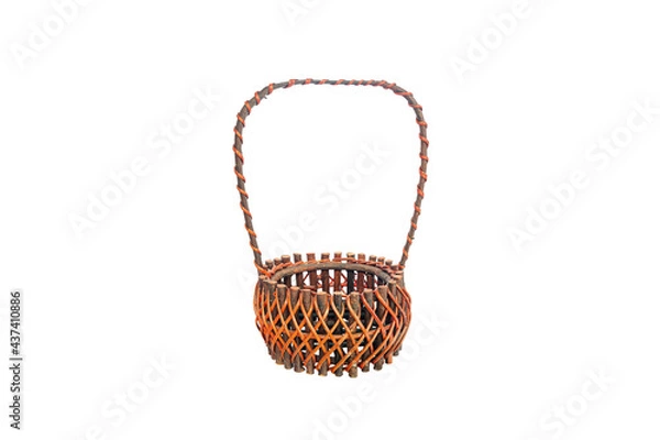 Fototapeta Red wicker basket isolate on a white background.