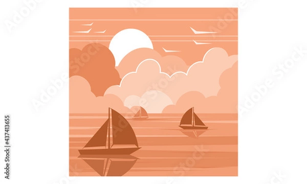 Obraz Yachts in the sunset