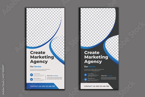 Obraz DL Flyer Template Design Corporate Rack Card and Rollup Banner