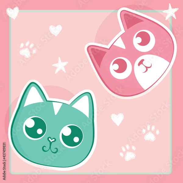 Obraz Cute cats in pink