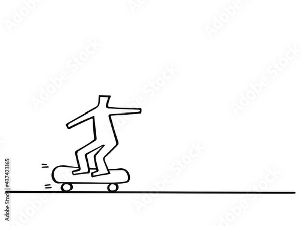 Obraz Doodle art, a kid is playing a skateboard.