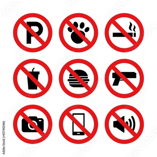 Fototapeta Prohibition and restriction signs vector set