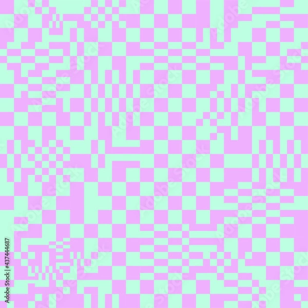 Obraz Glitch checkered pattern in candy colors. Seamless vector