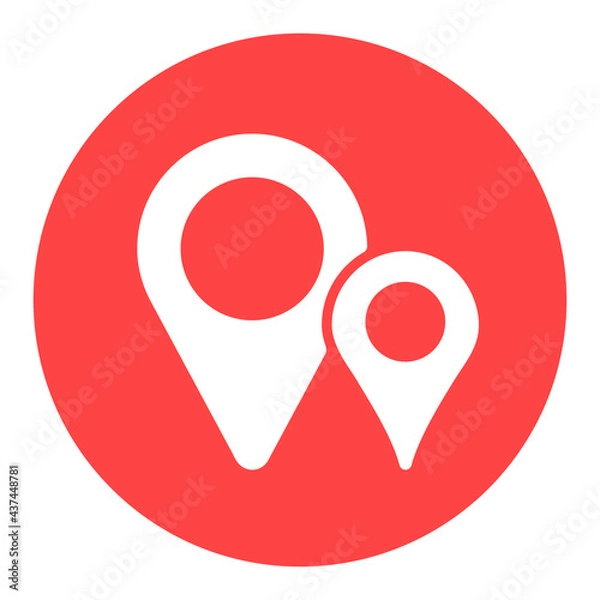 Fototapeta Two pin map glyph icon. Map pointer. Map markers