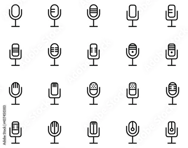 Fototapeta Simple set of microphone icons vector on white background.