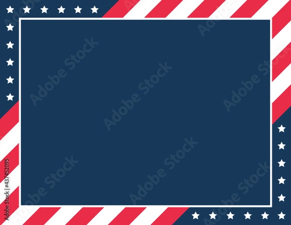 Fototapeta Patriotic Stars and Stripes, July 4th Banner, US Flag Banner, Memorial Day Background, Veteran's Day Background, Independence Day Frame, Red and White Stripes, Vector Illustration Background