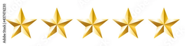 Fototapeta Realistic gold stars vector set. Star rating. Gold star award