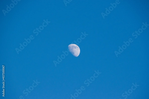 Fototapeta Beautiful sky with moon, copy space, beautiful blue background with place for text