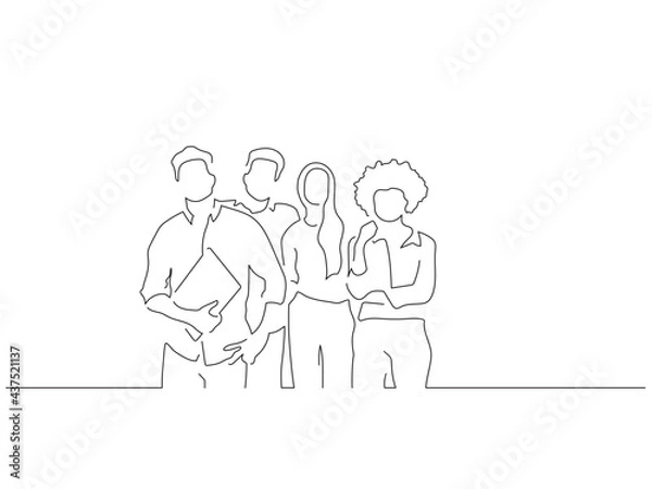 Obraz Teamwork line drawing, vector illustration design.