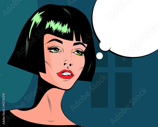 Fototapeta Pop art vector illustration of a woman
