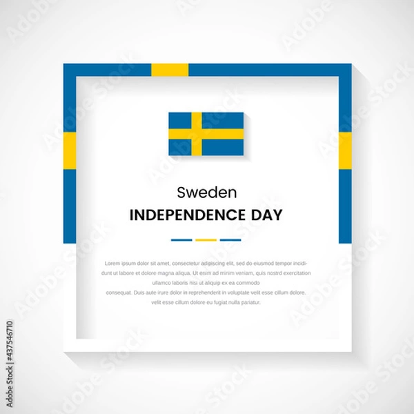 Fototapeta Abstract Sweden flag square frame stock illustration. Creative country frame with text for Independence day of Sweden