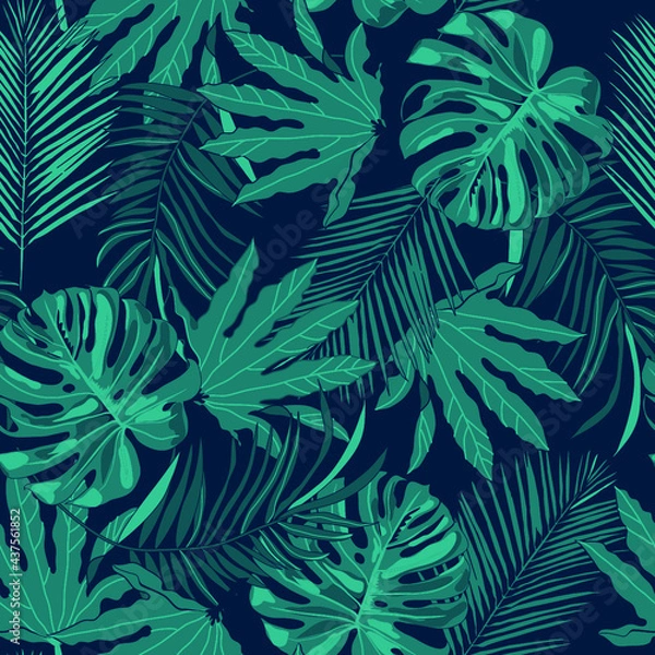 Obraz seamless pattern with tropical leaves