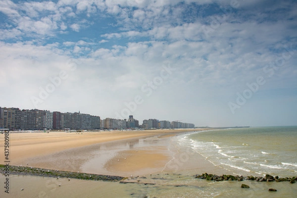 Fototapeta 
Belgian coastline crammed with apartment buildings in Blankenberge