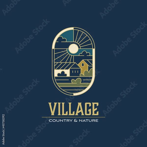 Obraz Stained glass countryside logo