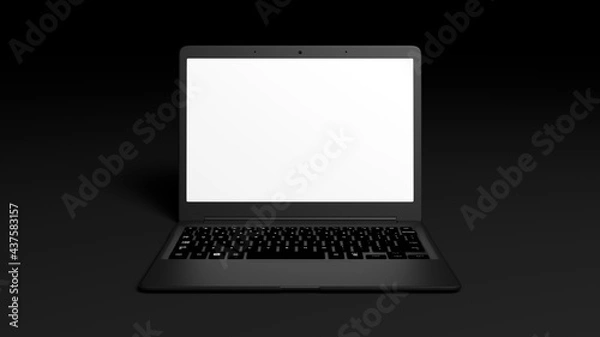 Obraz Mockup of a laptop on a black background. Ideal for presenting a web design or program
