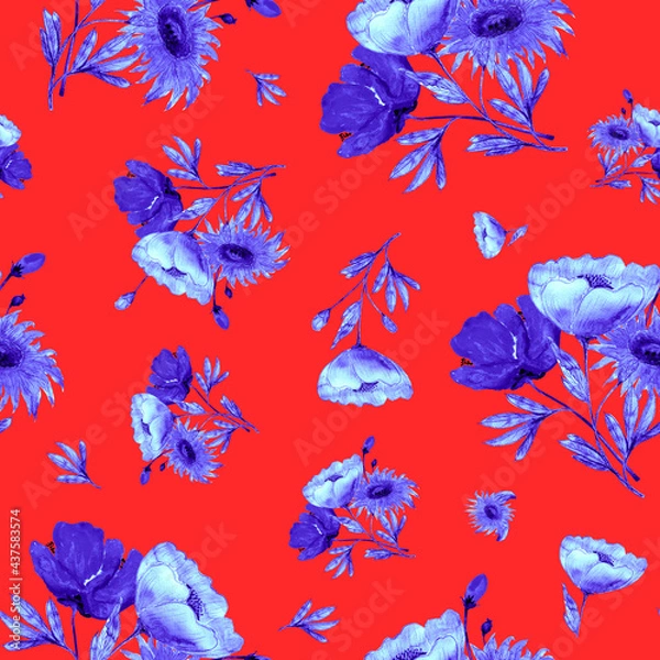 Fototapeta seamless pattern abstracts floral composition