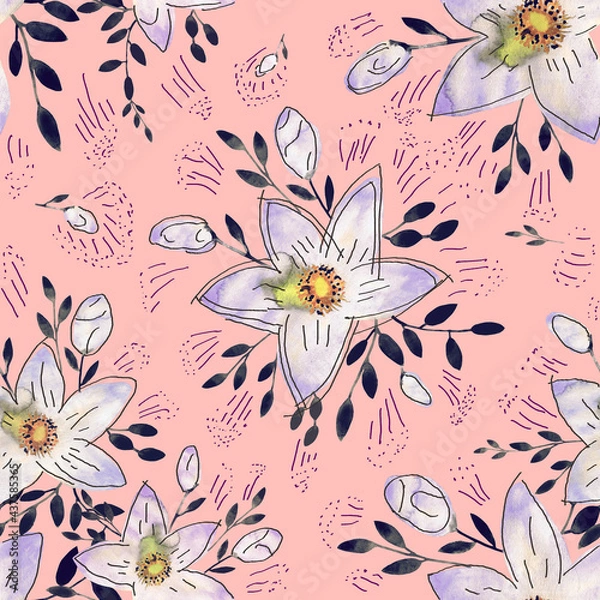 Fototapeta seamless pattern abstracts floral composition