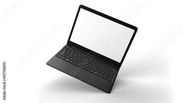 Obraz Mockup of a notebook floating on a white background. Ideal for presenting a web design or program