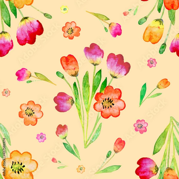 Fototapeta seamless pattern abstracts floral composition