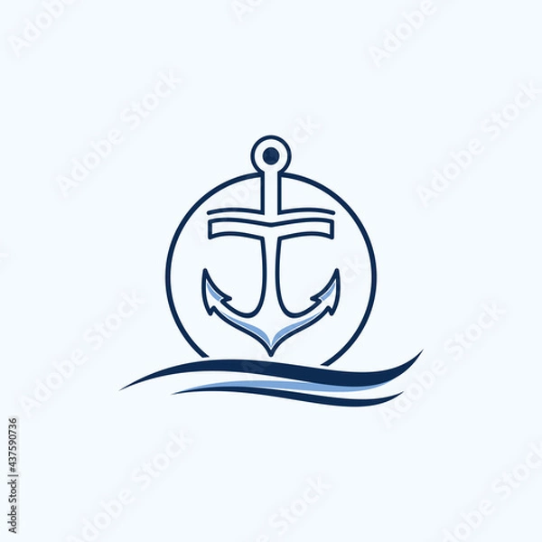 Fototapeta Anchor Wave Vector Logo Design