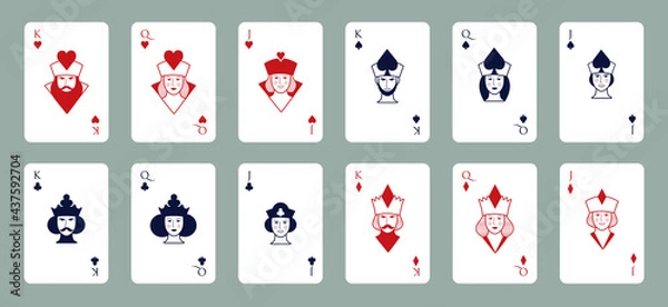Fototapeta King, Queen and Jack of the poker deck. Hearts, Spades, Clubs and Diamonds.