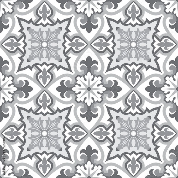 Fototapeta Seamless tiles background. Mosaic pattern for ceramic in dutch, portuguese, spanish, italian style.