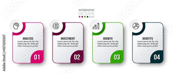 Fototapeta Infographic business template with step or option design.