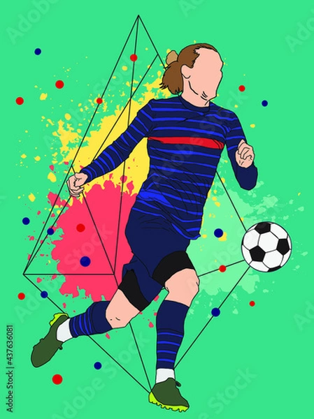 Obraz Vector image. Action national team players kicking the ball.