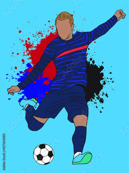 Obraz Vector image. Action national team players kicking the ball.