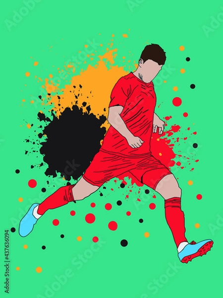 Obraz Vector image. Action national team players kicking the ball.