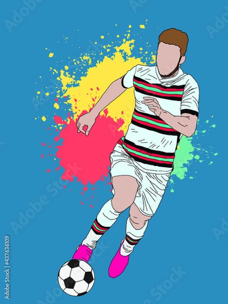 Obraz Vector image. Action national team players kicking the ball.