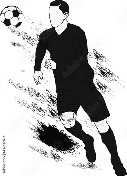 Obraz vector silhouette of a football player kicking a football