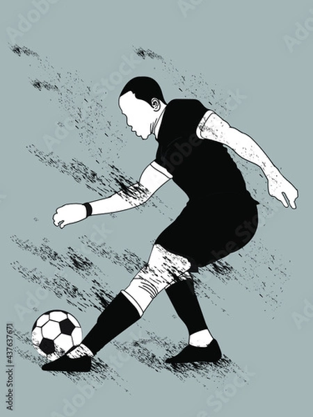 Obraz vector silhouette of a football player kicking a football