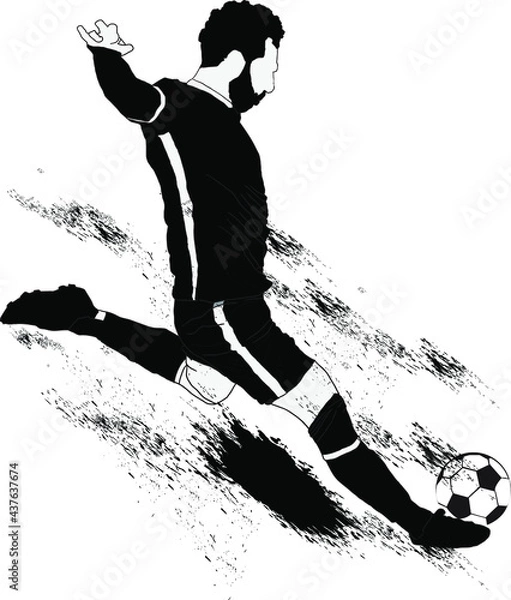 Obraz vector silhouette of a football player kicking a football