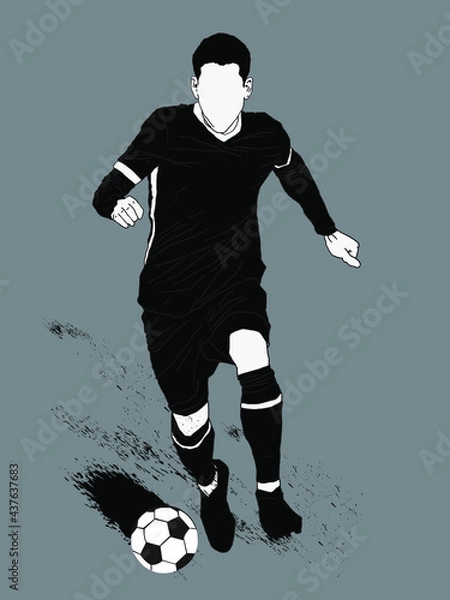 Obraz vector silhouette of a football player kicking a football