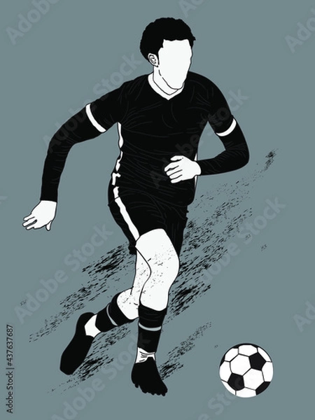 Obraz vector silhouette of a football player kicking a football