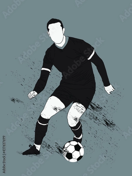 Obraz vector silhouette of a football player kicking a football