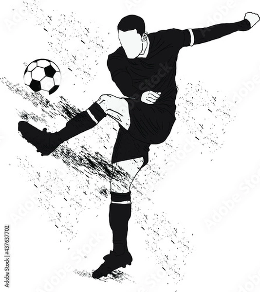 Obraz vector silhouette of a football player kicking a football
