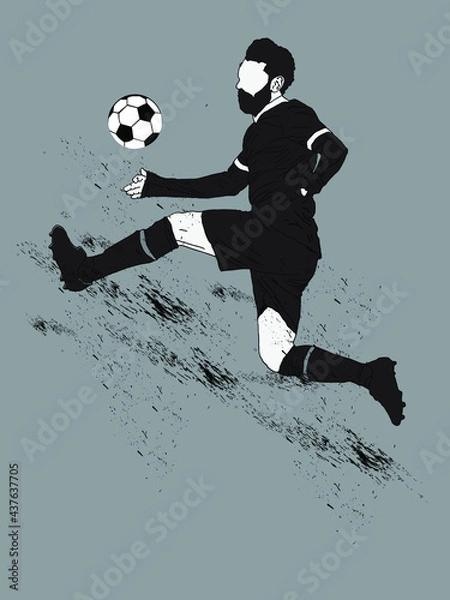 Obraz vector silhouette of a football player kicking a football
