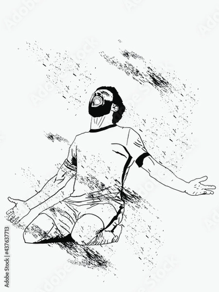 Obraz vector silhouette of a football player kicking a football