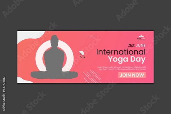 Obraz Yoga Day Facebook Cover Design and Web Banner